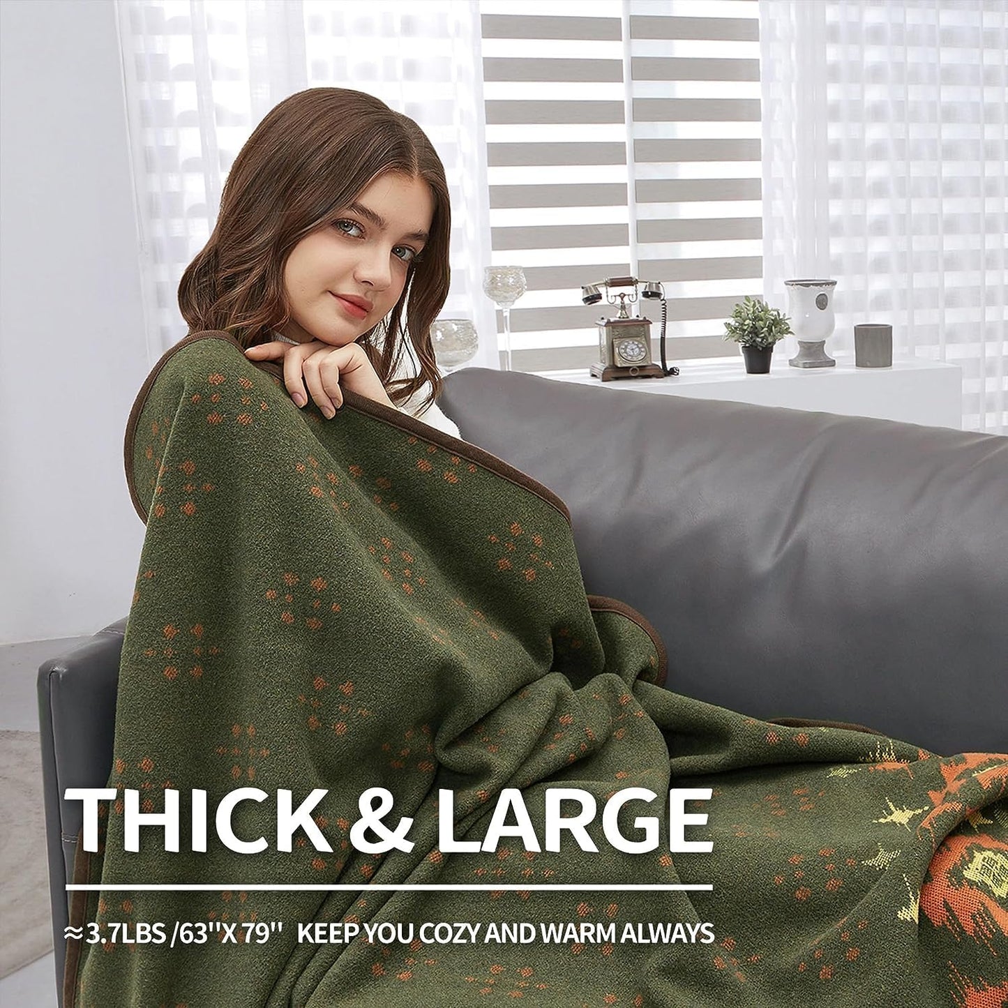 Tragbare Kuscheldecke aus Merinowolle, Myers Grün
