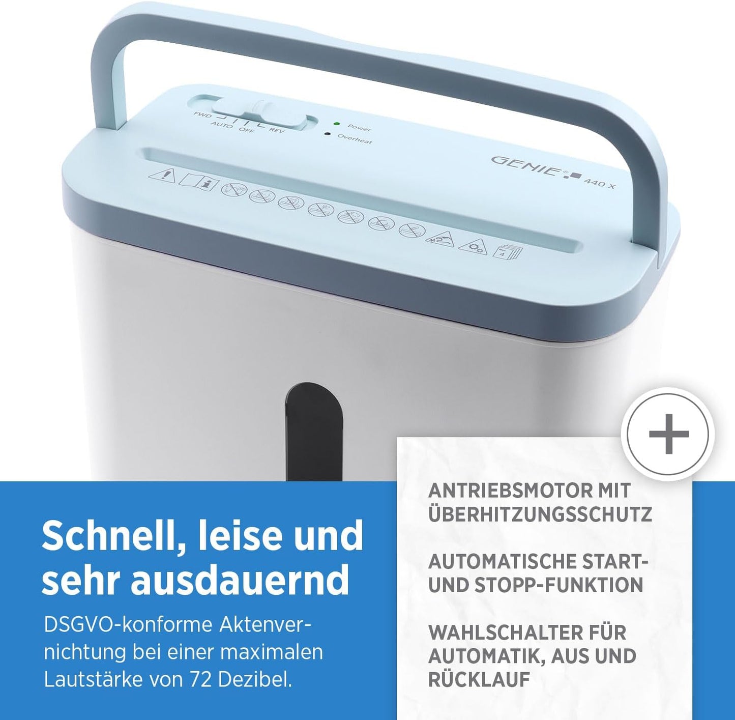 Aktenvernichter 440 X mit Partikelschnitt, Blau