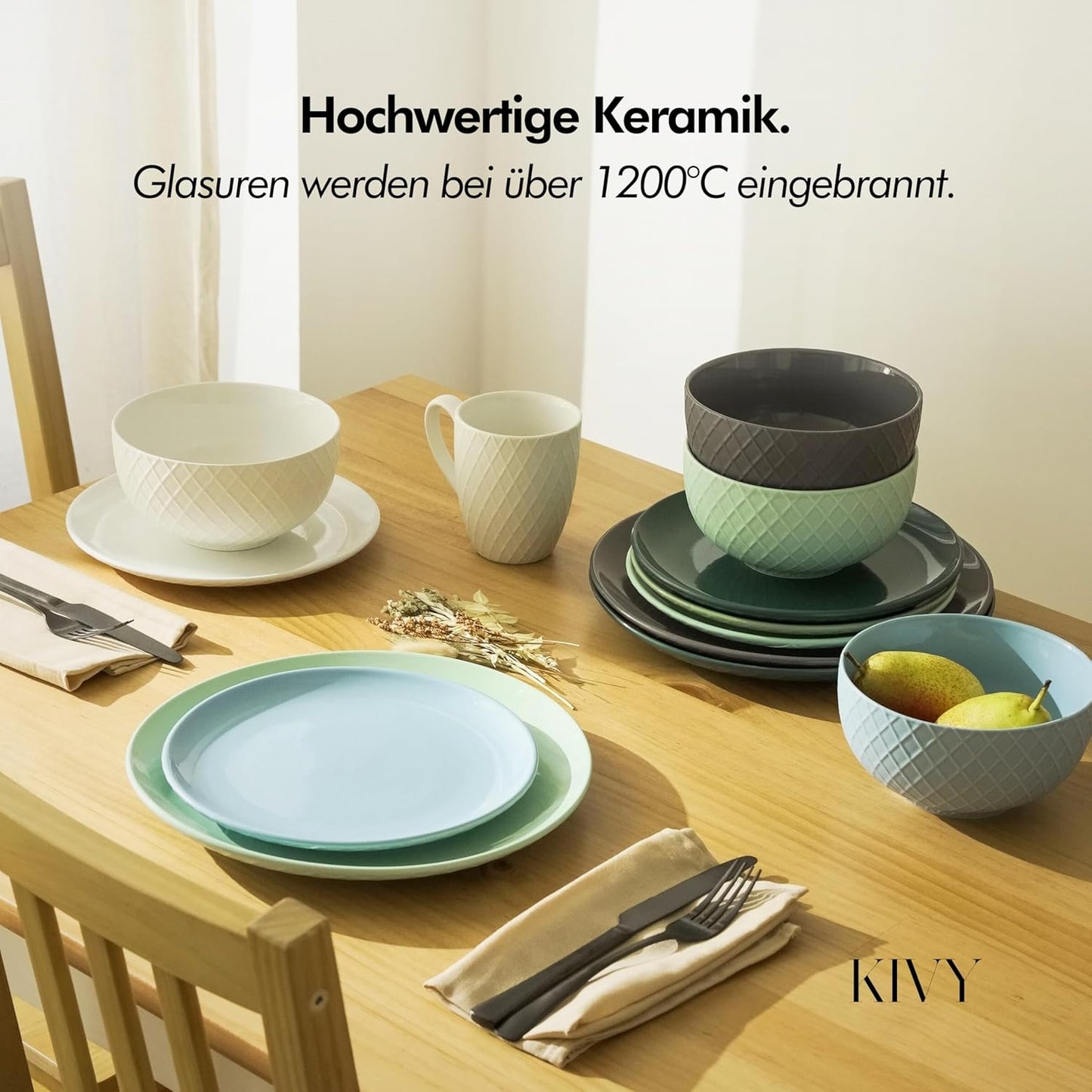 Müslischalen-Set (6 Stück, 850ml) Keramik Schalen, Schalen Cremeweiß