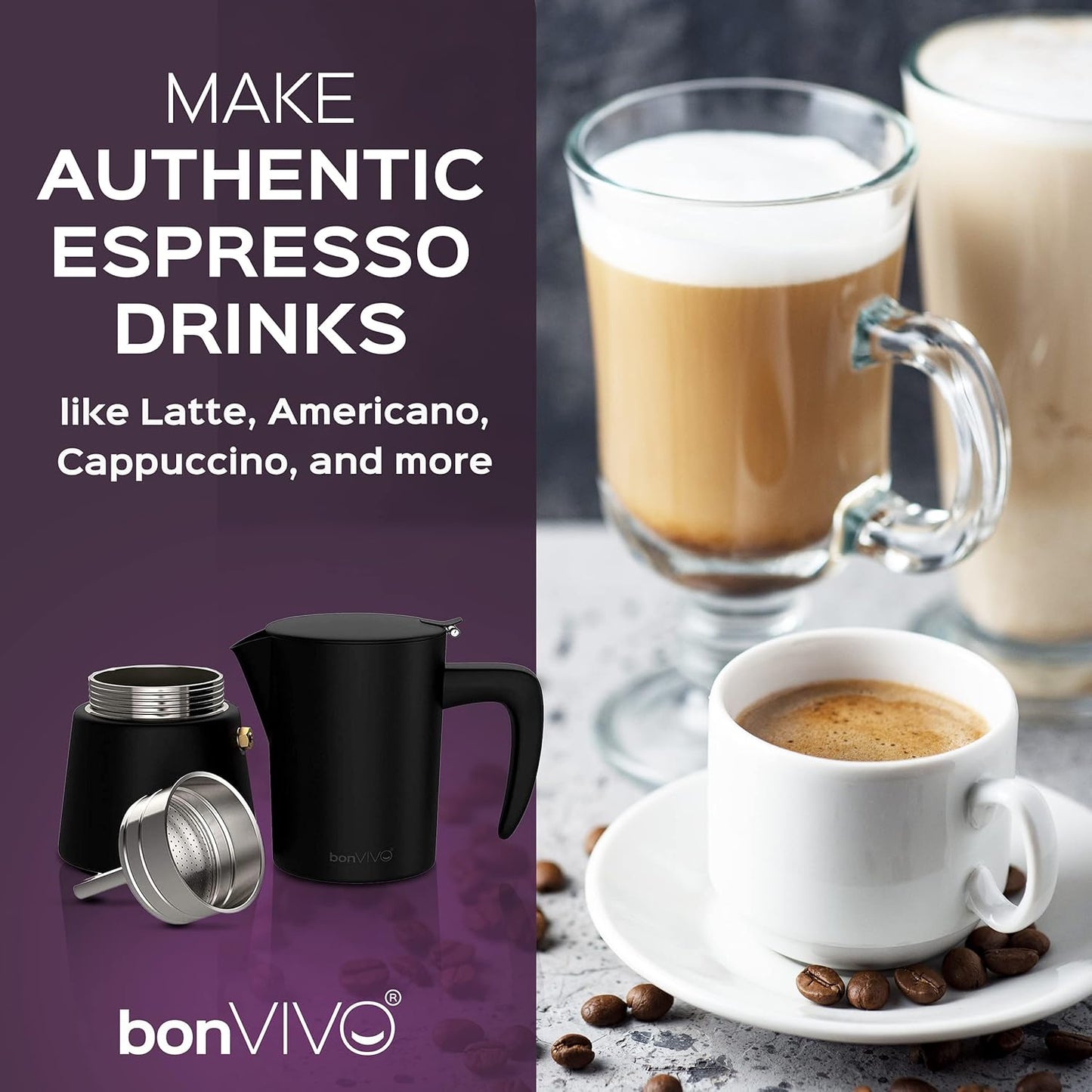 Espressokocher für 6 Tassen, 6 Tassen - 300 ml Kupfer