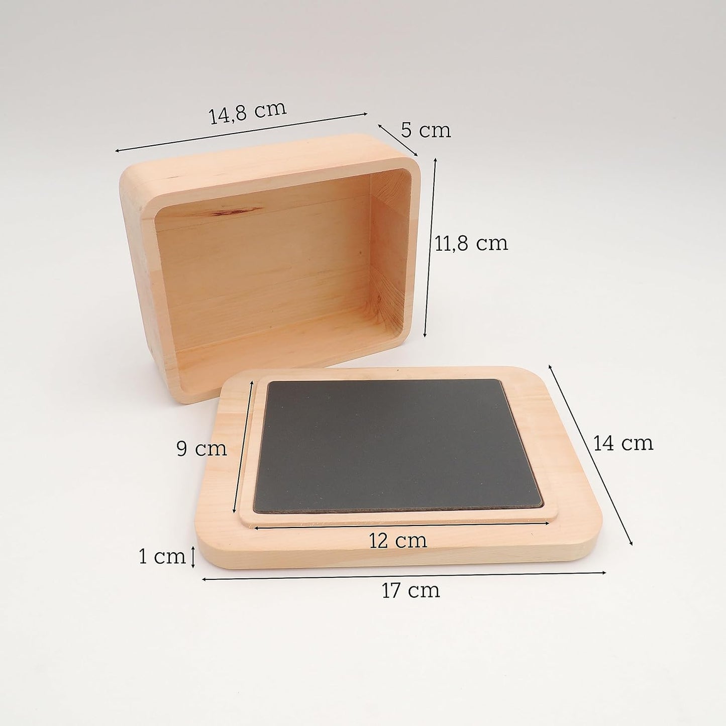 Butterdose aus Zirbenholz mit HPL Platte, Ohne Gravur