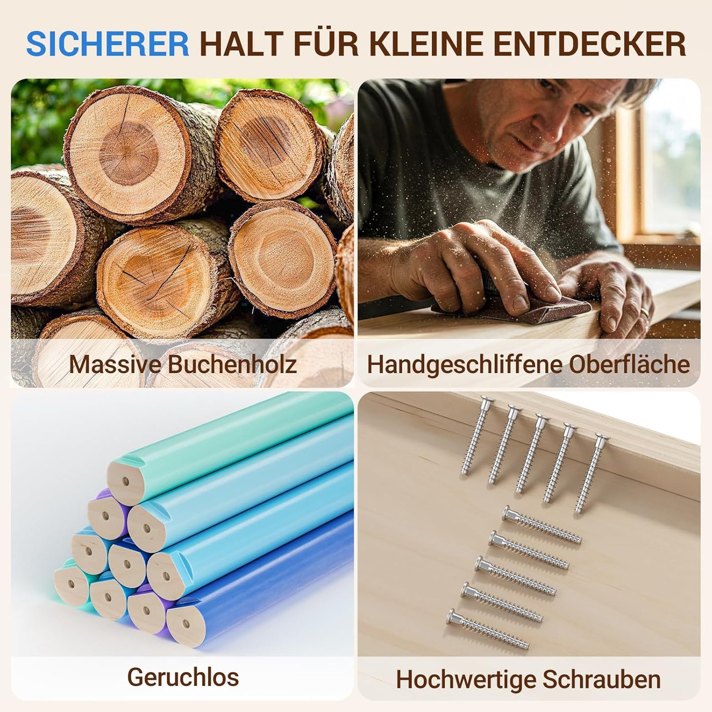 Klettergerüst Indoor, Natur/Kaltfarben
