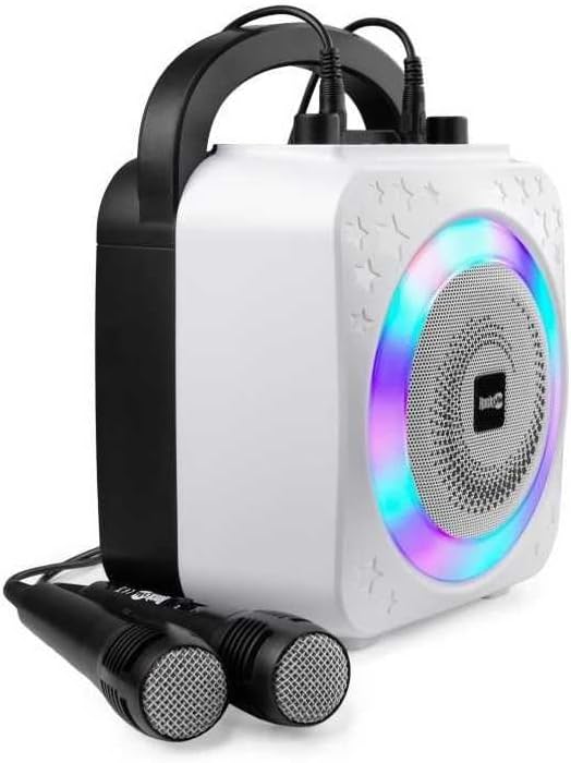 Bluetooth Karaoke Maschine (mit 2 Mikrofonen), Black Disco Light