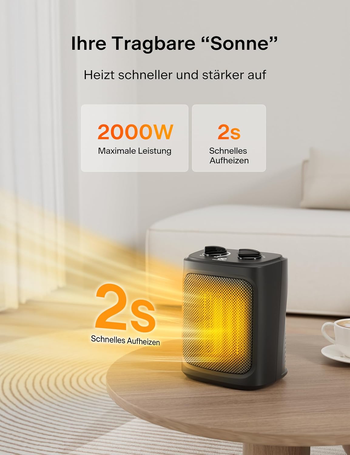 Mini Heizlüfter, Schwarz 16a