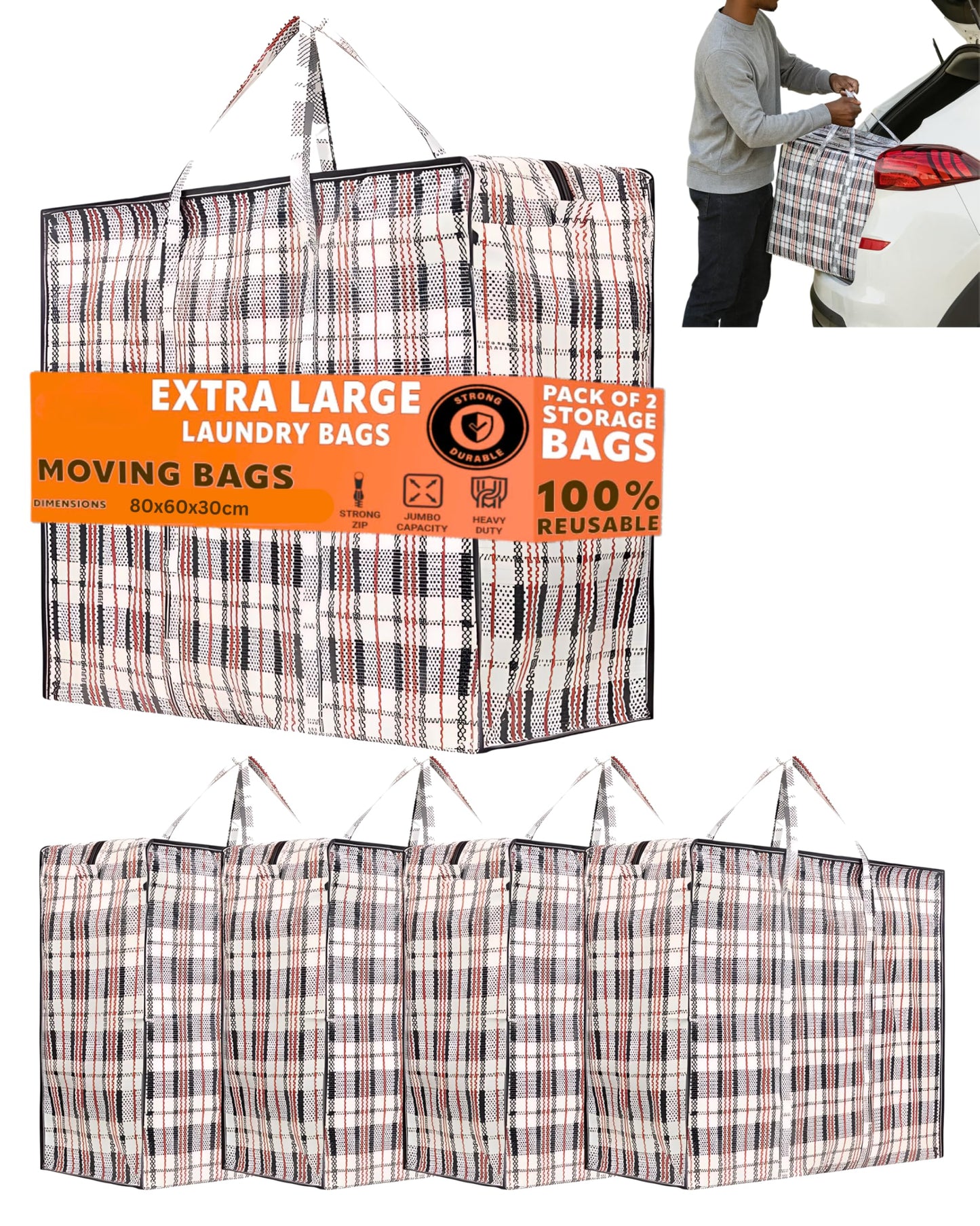 5er-Set Umzugstasche, 5x Schwarz