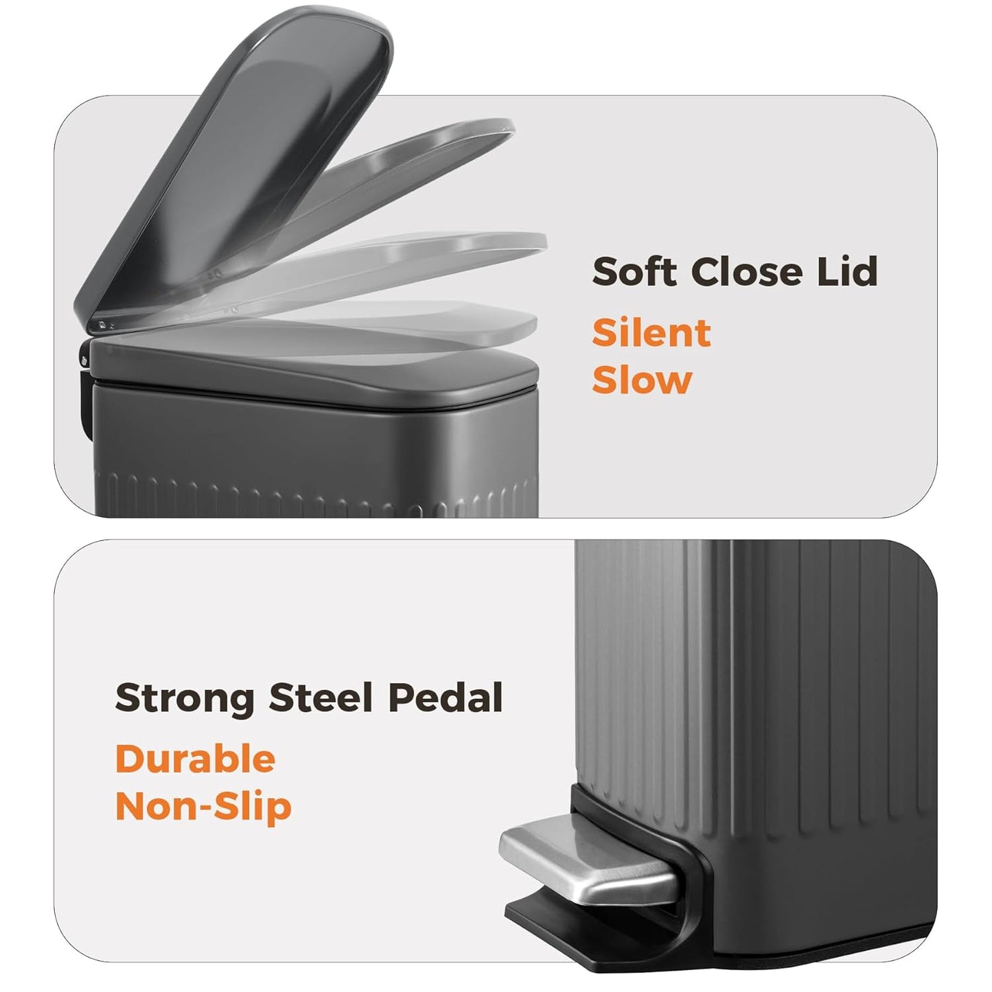 Mülleimer mit Soft Close Deckel, Grau