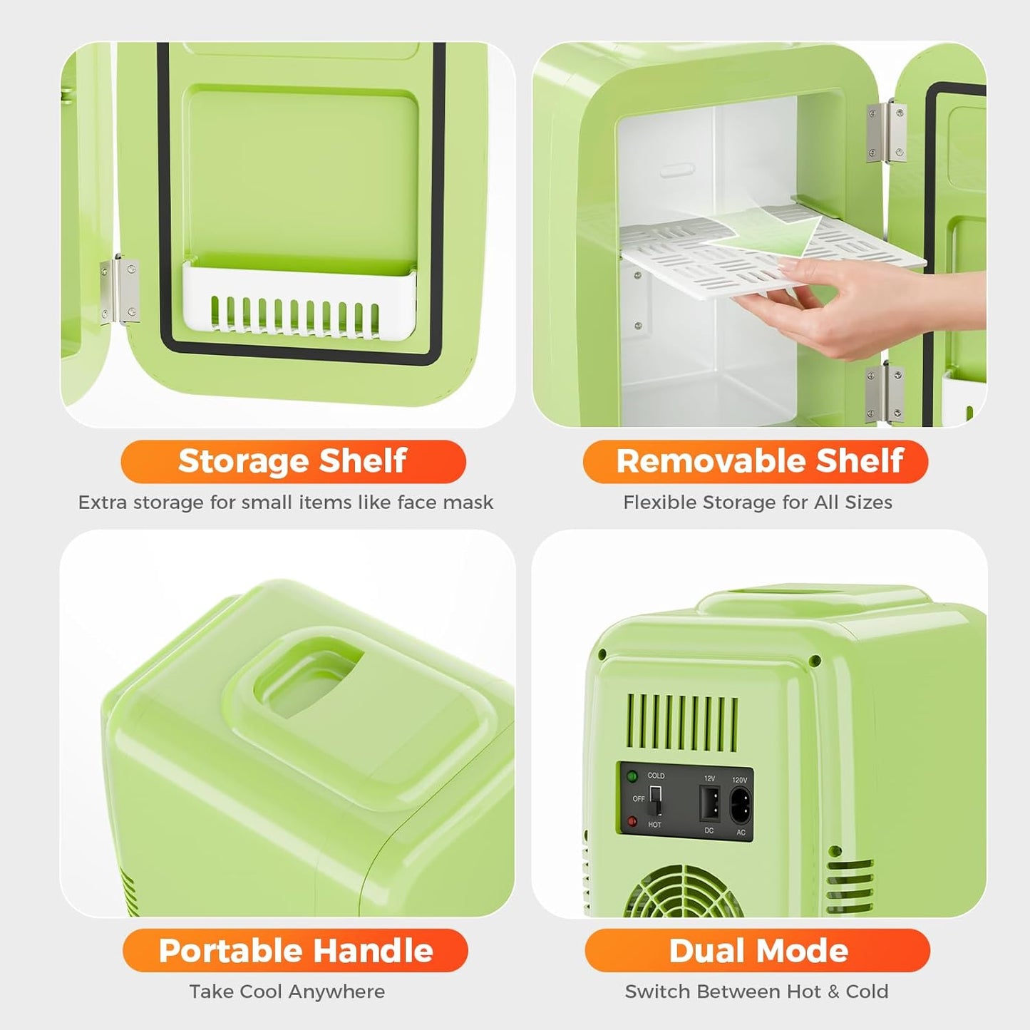 Mini-Kühlschrank 4L für Kosmetik & Getränke, Grün
