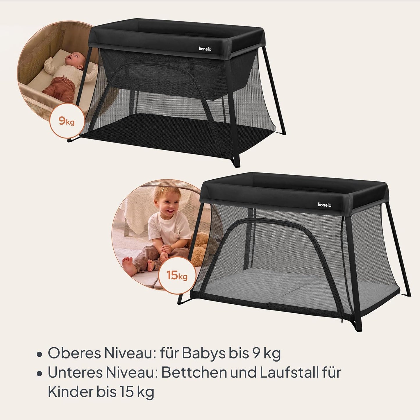 3-in-1 Reisebett Alice, Schwarz