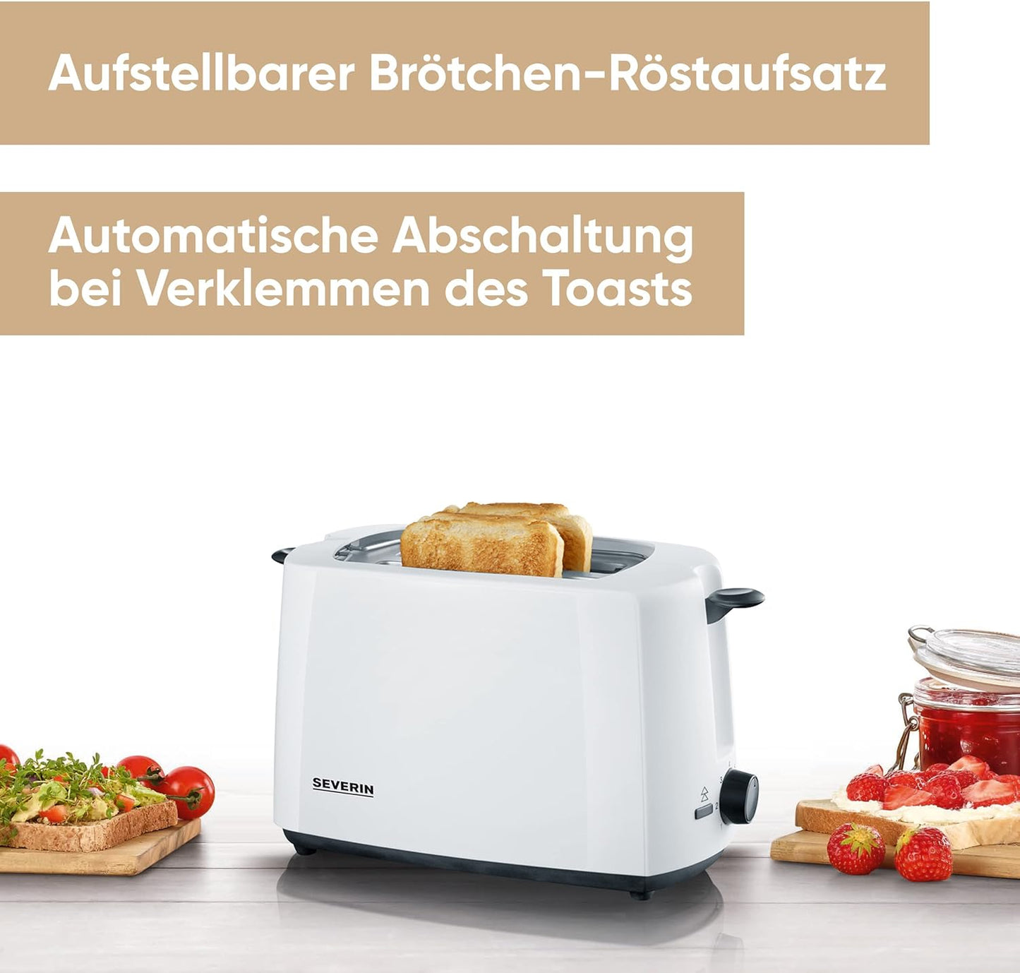 AT 2286 Toaster mit Brötchenaufsatz, Weiss / Schwarz