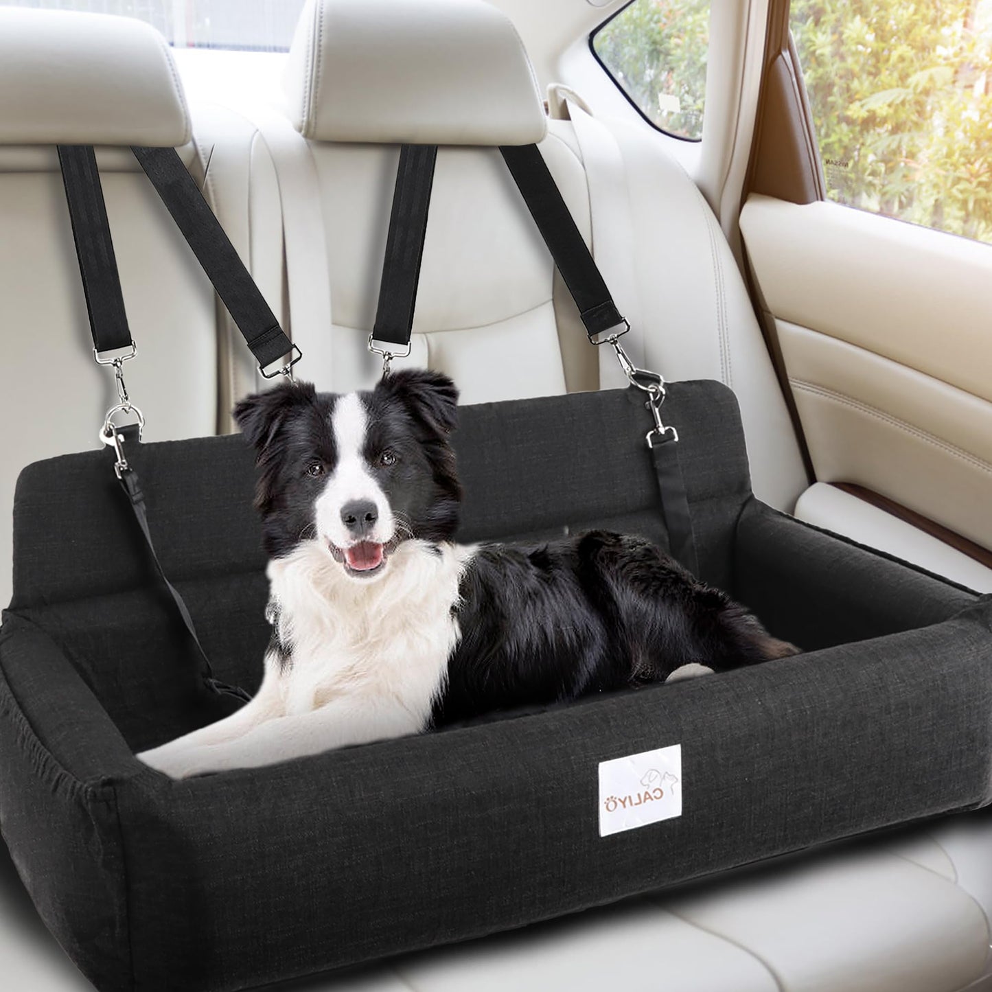 Hunde Autositz mit Sicherheitsgurt, Schwarz(XL)