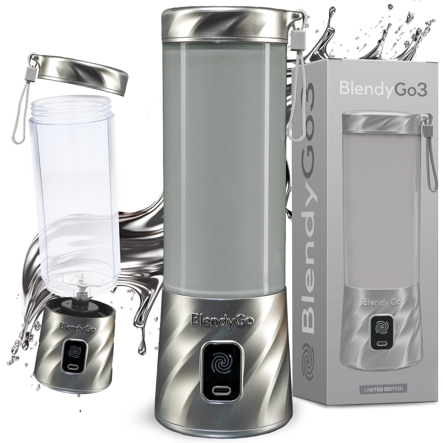 BlendyGo 3 Tragbarer Mixer, Silver Metallic