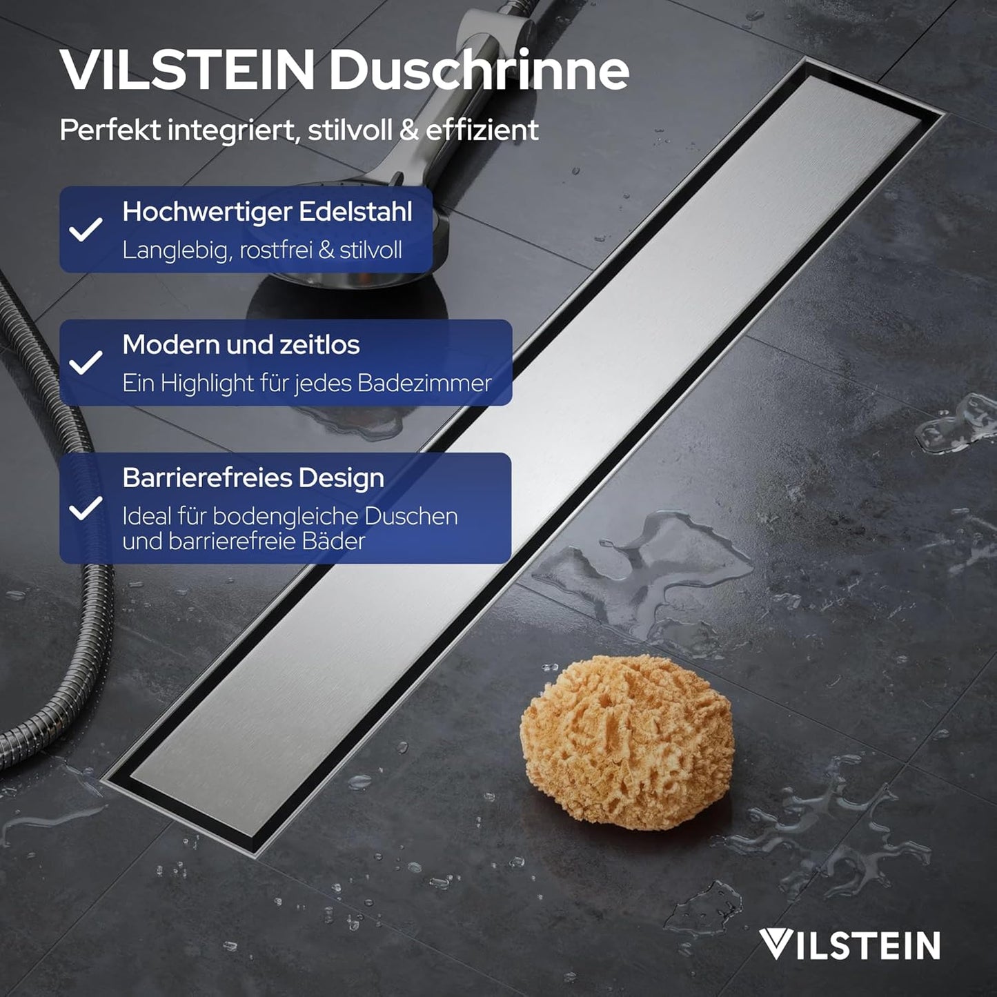 Duschrinne Komplettset, 120 cm