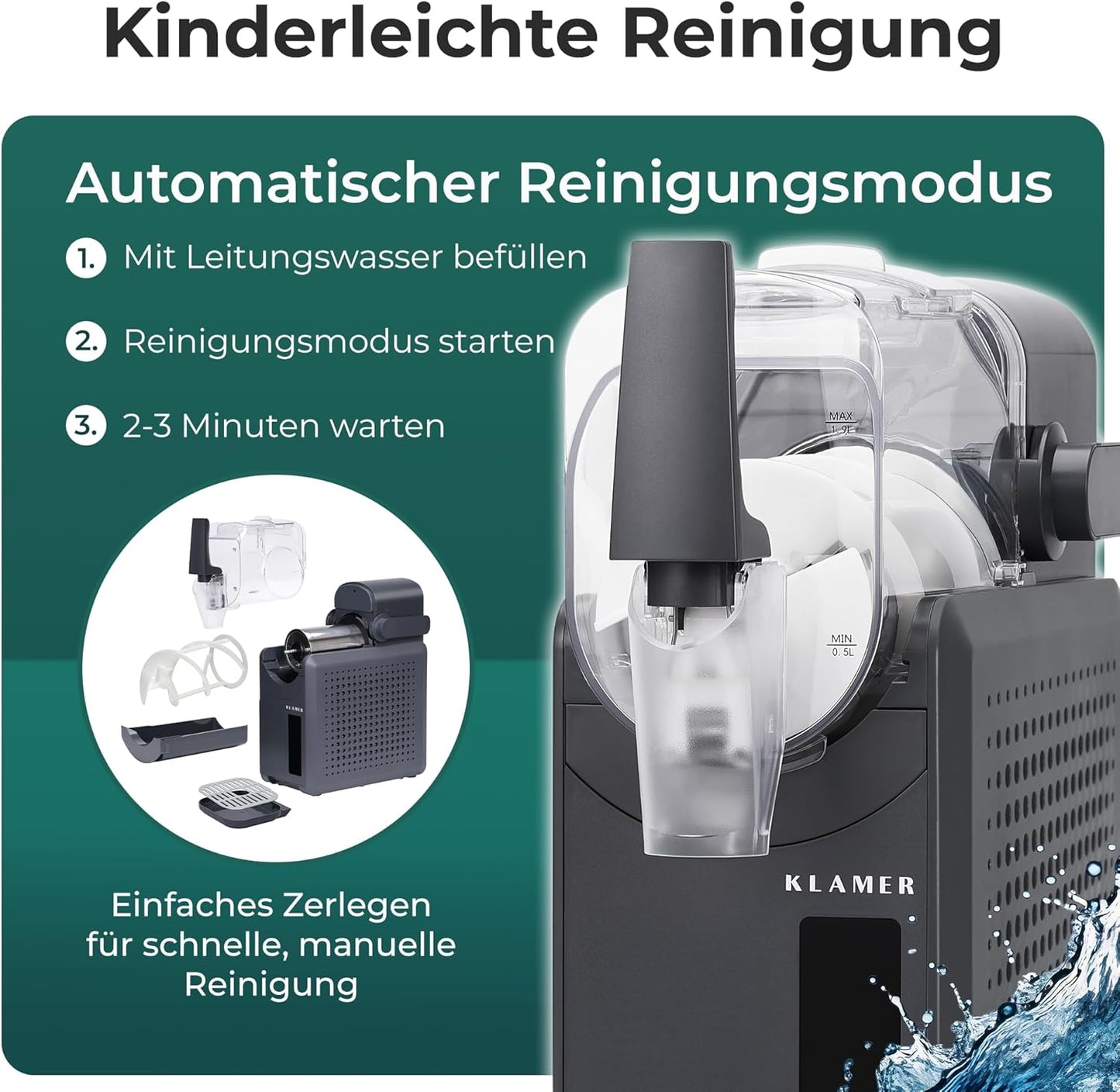 5in1 Slush Maschine mit Turbo Freeze, 2,6L Grau 5in1