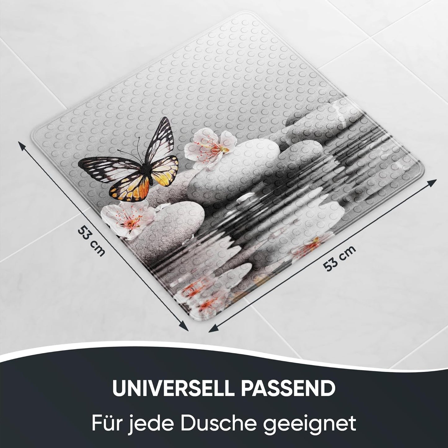 Rutschfeste Badematte 53x53 cm, maschinenwaschbar, Vanesa