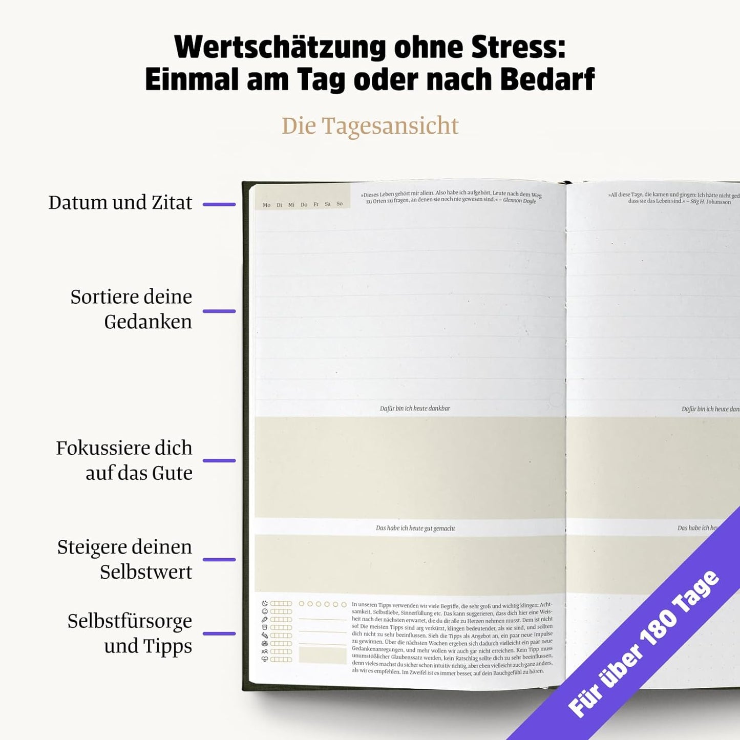 Selbstliebe- und Dankbarkeitstagebuch: Ein guter Tag, Wald