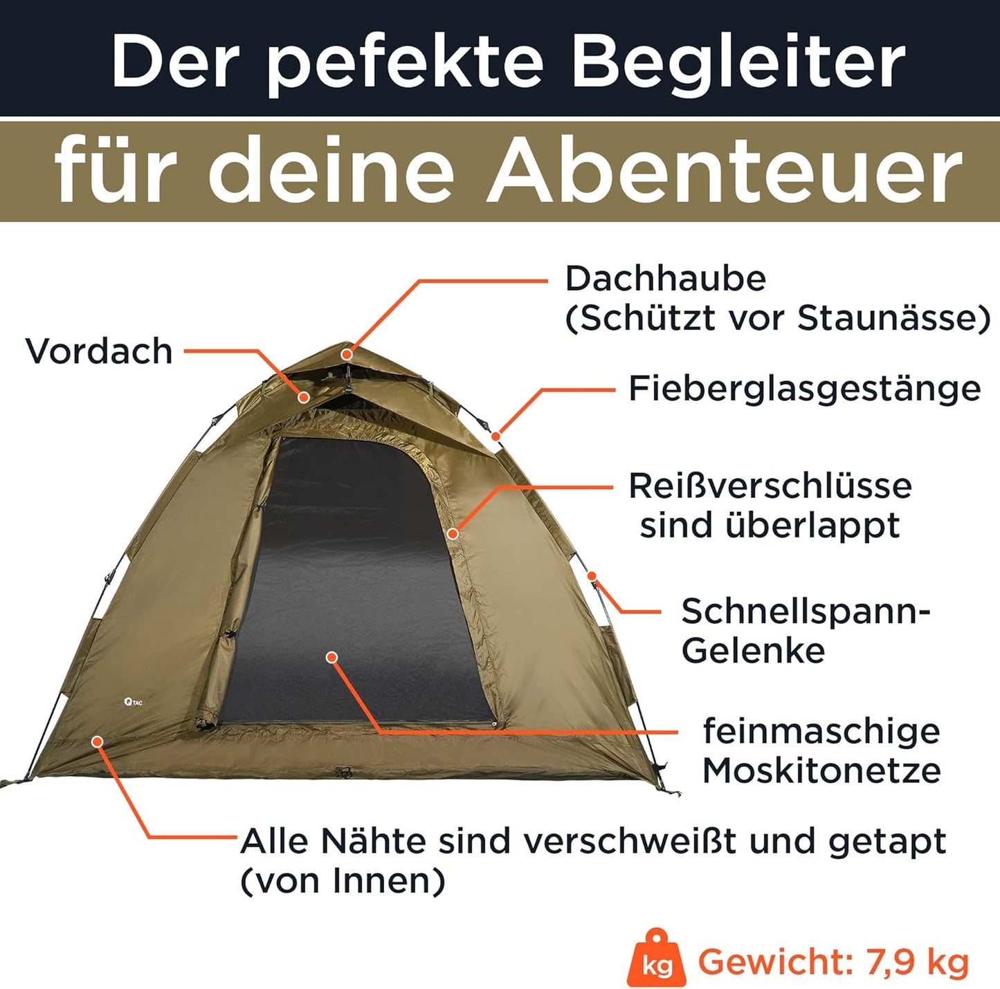 Ruck Zuck Bivvy 2-Mann-Angelzelt, 300 x 300 x 160 cm