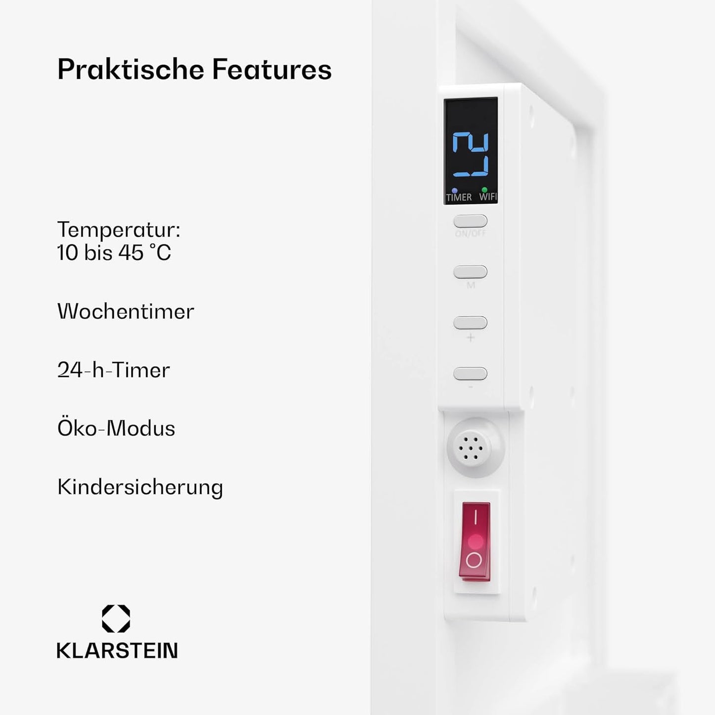 Infrarotheizung mit Thermostat und App-Steuerung, 37 x 111 cm / 320 W / Weiss