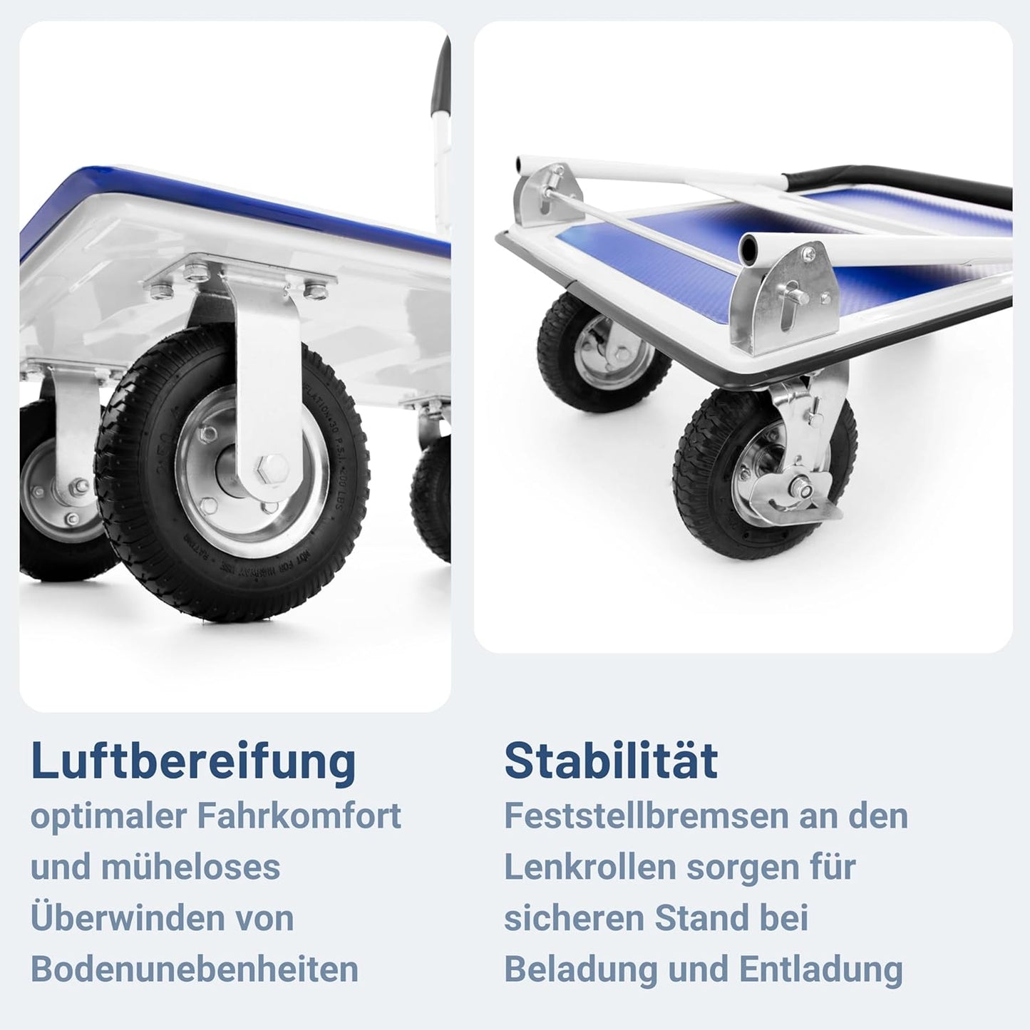 Klappbarer Transportwagen mit lenkbarer Luftbereifung
