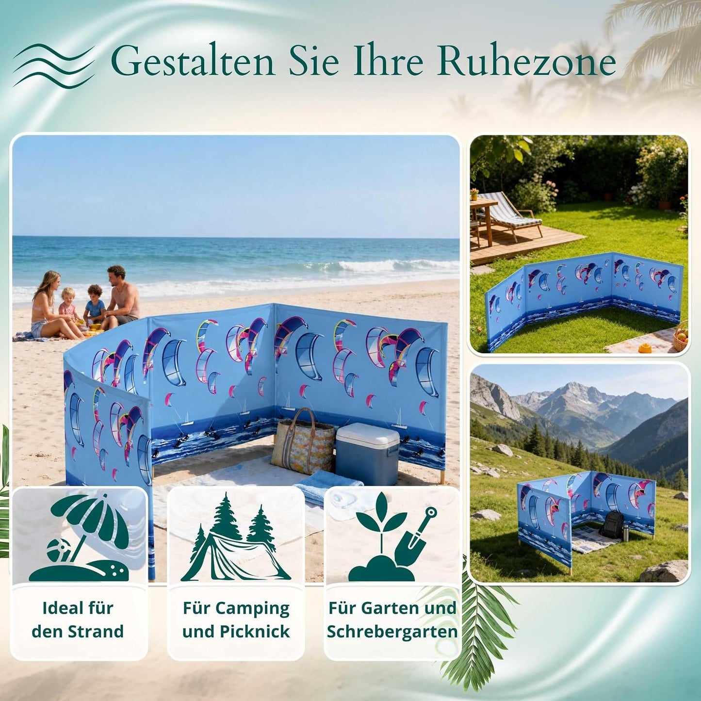 Strandparavent Windschutz, 10m, Design 12 10 m