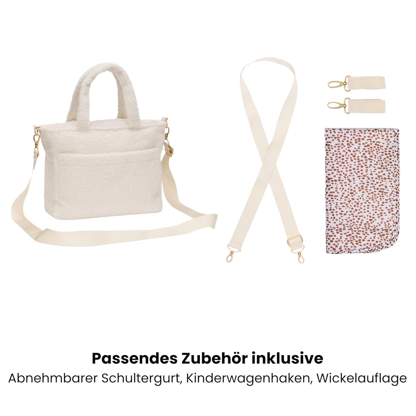 Wickeltasche Teddy Small Exklusiv mit Zubehör, Beige