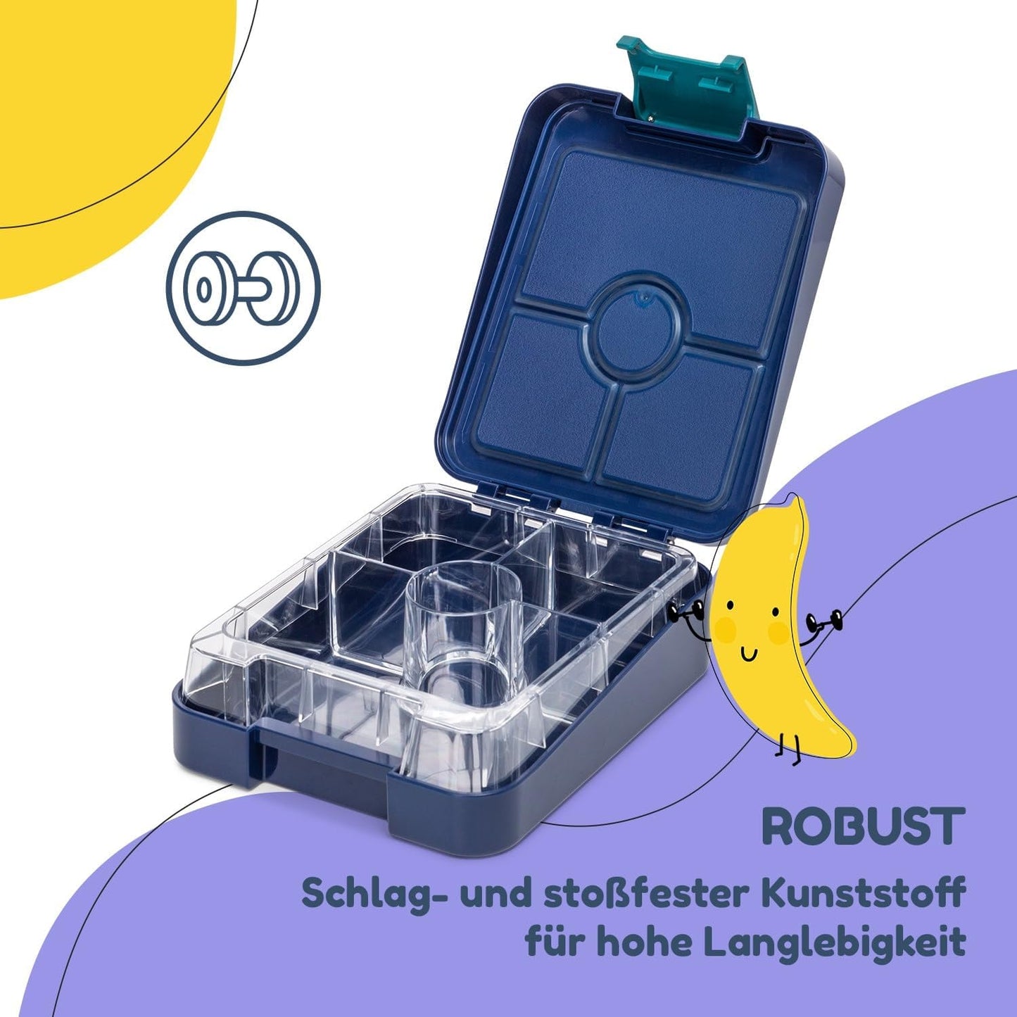 Brotdose für Kinder, Marineblau Space Neo