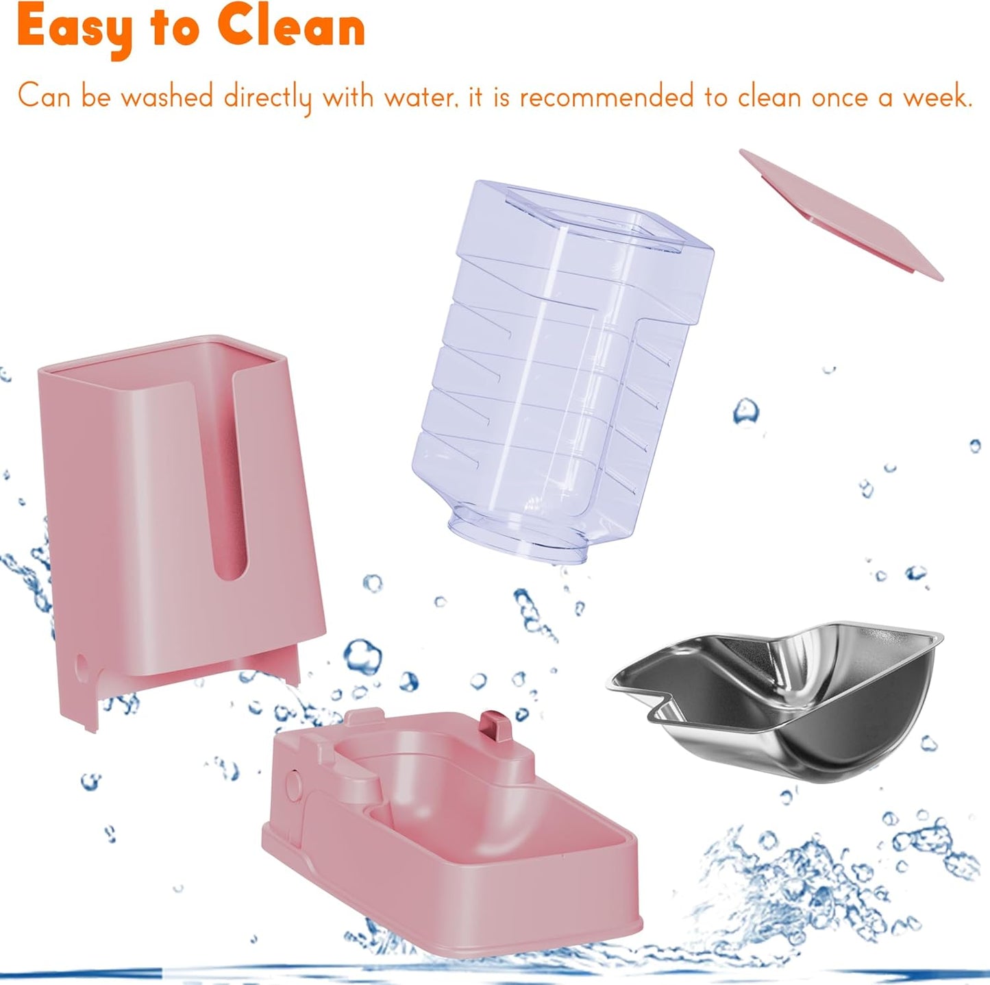 Katzennahrung- und Tränkespender-Set (Schwerkraft, 3,8 l), pink