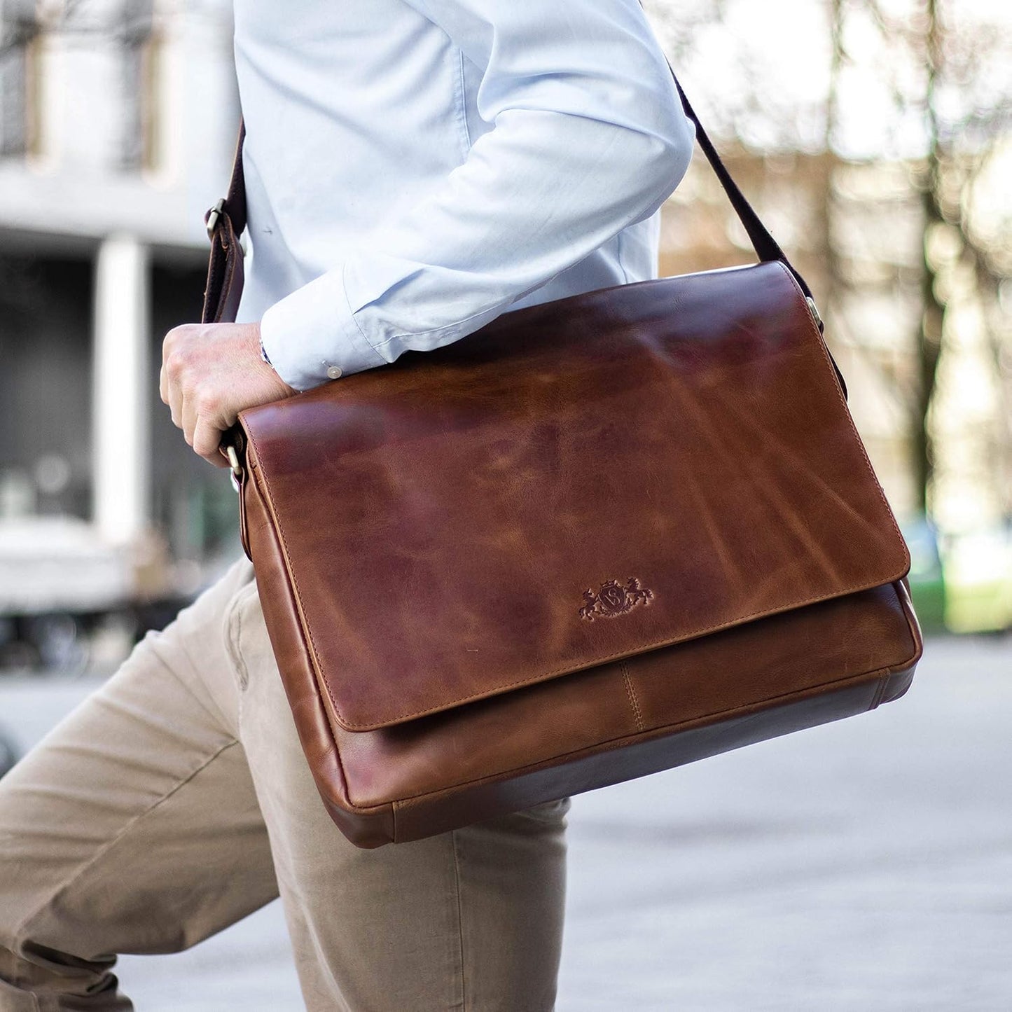 Laptoptasche Messenger Bag, Vintage Hellbraun