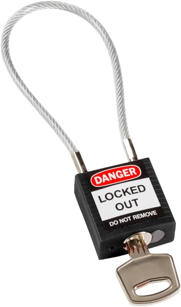 Kabel-Vorhängeschloss, 32mm x 16mm Schwarz