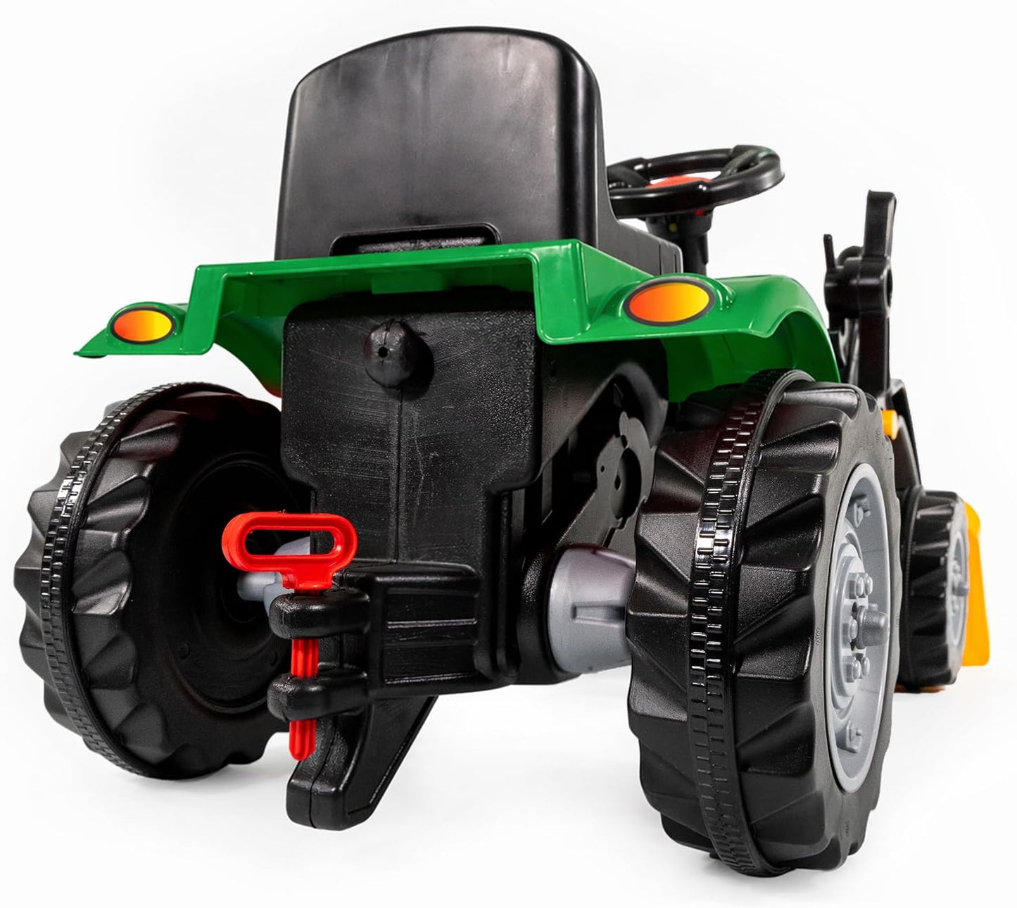 Kinder-Trettraktor mit Hupe, Grün mit Frontlader
