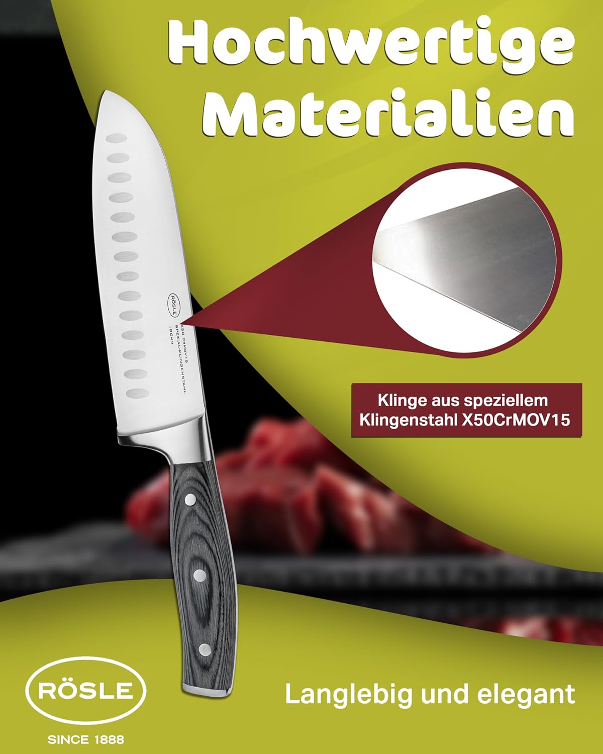 Santokumesser mit Kullenschliff, Santokumesser