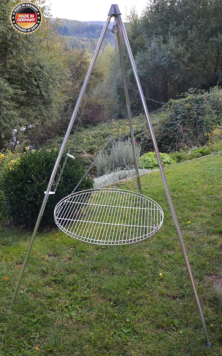 Dreibein Schwenkgrill mit Edelstahl-Rost (70 cm)