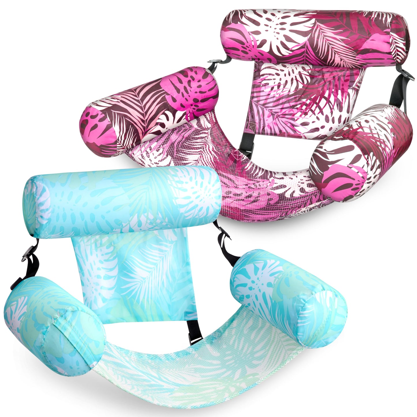 Aufblasbare Pool-Schwimmstühle, 2er-Set, Cyan, Rosa