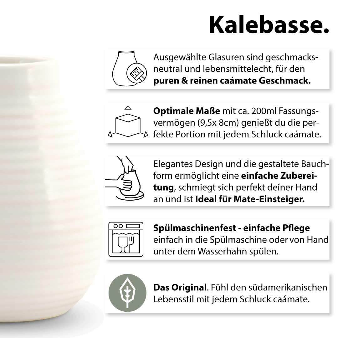 Mate Tee Set mit Keramikbecher und Bombilla, weiss