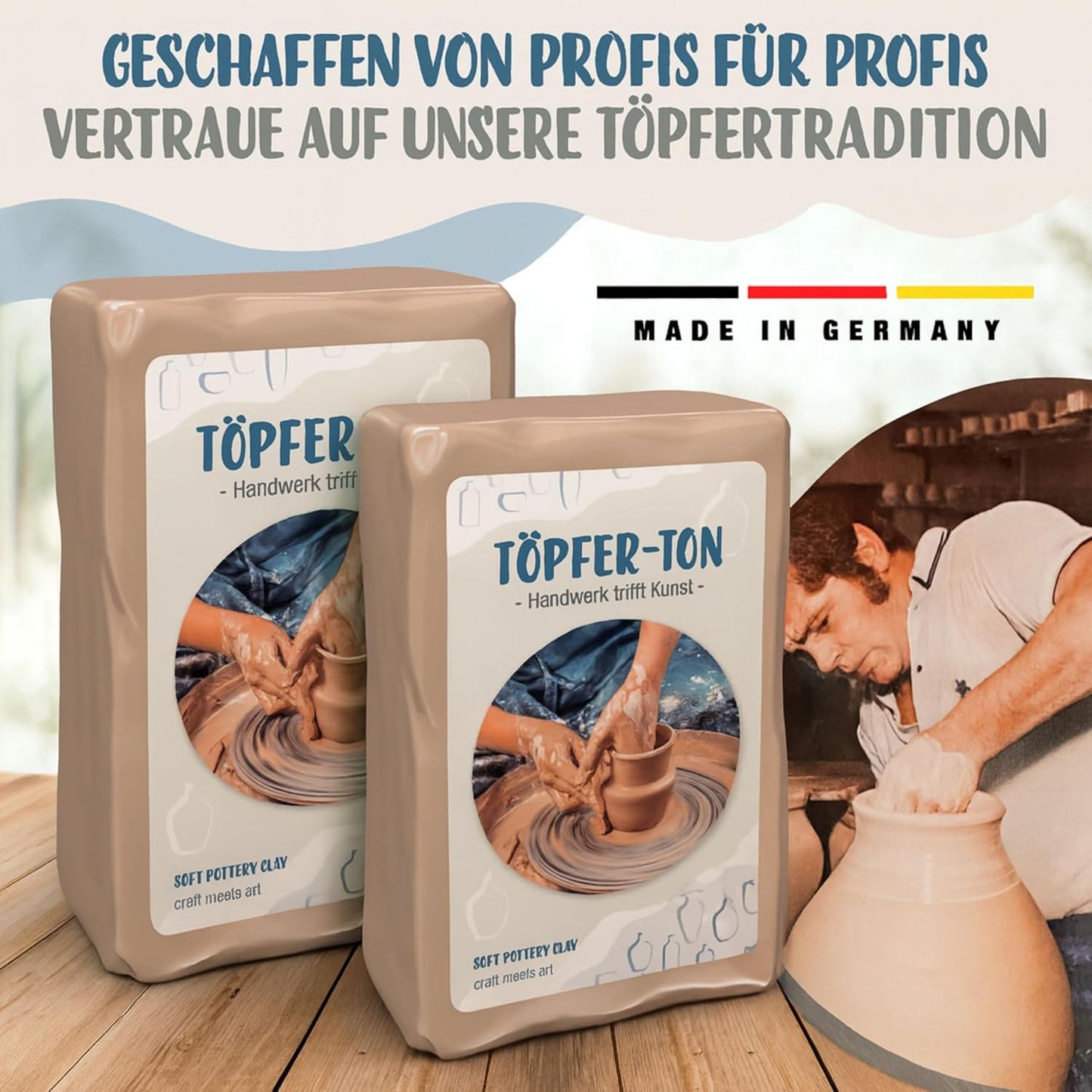 Töpferton zum Brennen & Töpfern (10 kg), 10.0 Kilogramm