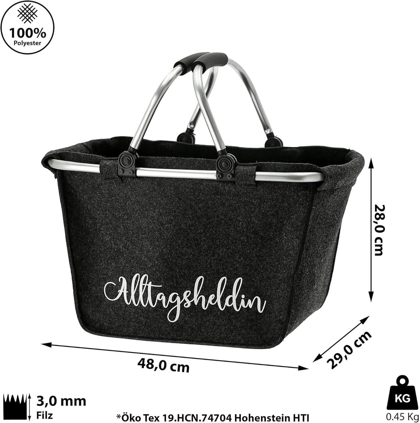 Einkaufskorb, 1 X Einkaufskorb Dunkelgrau