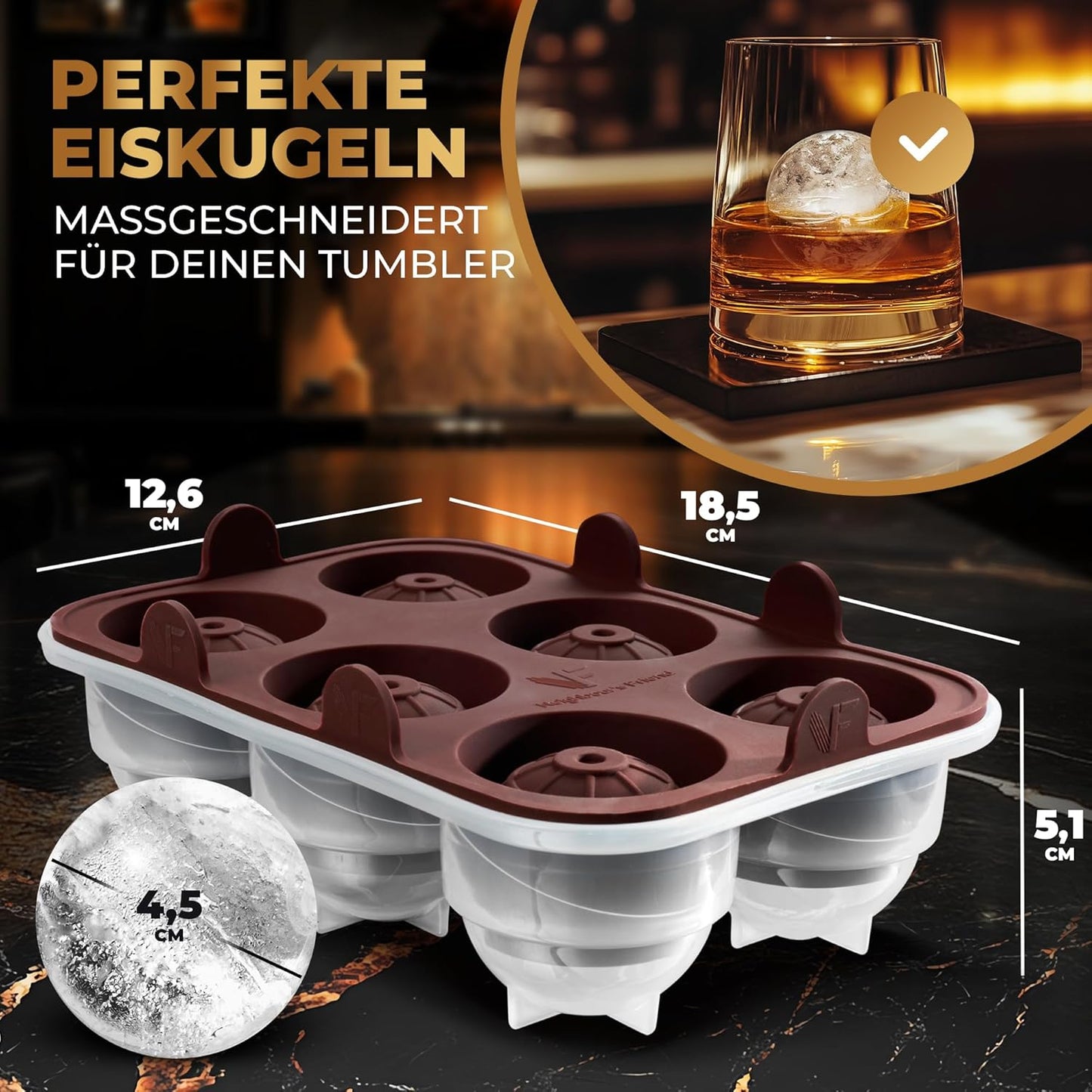 Eiskugelform-Set (4 Stück) für Whisky, Rum & Cocktails, C - 4x Eiskugelform