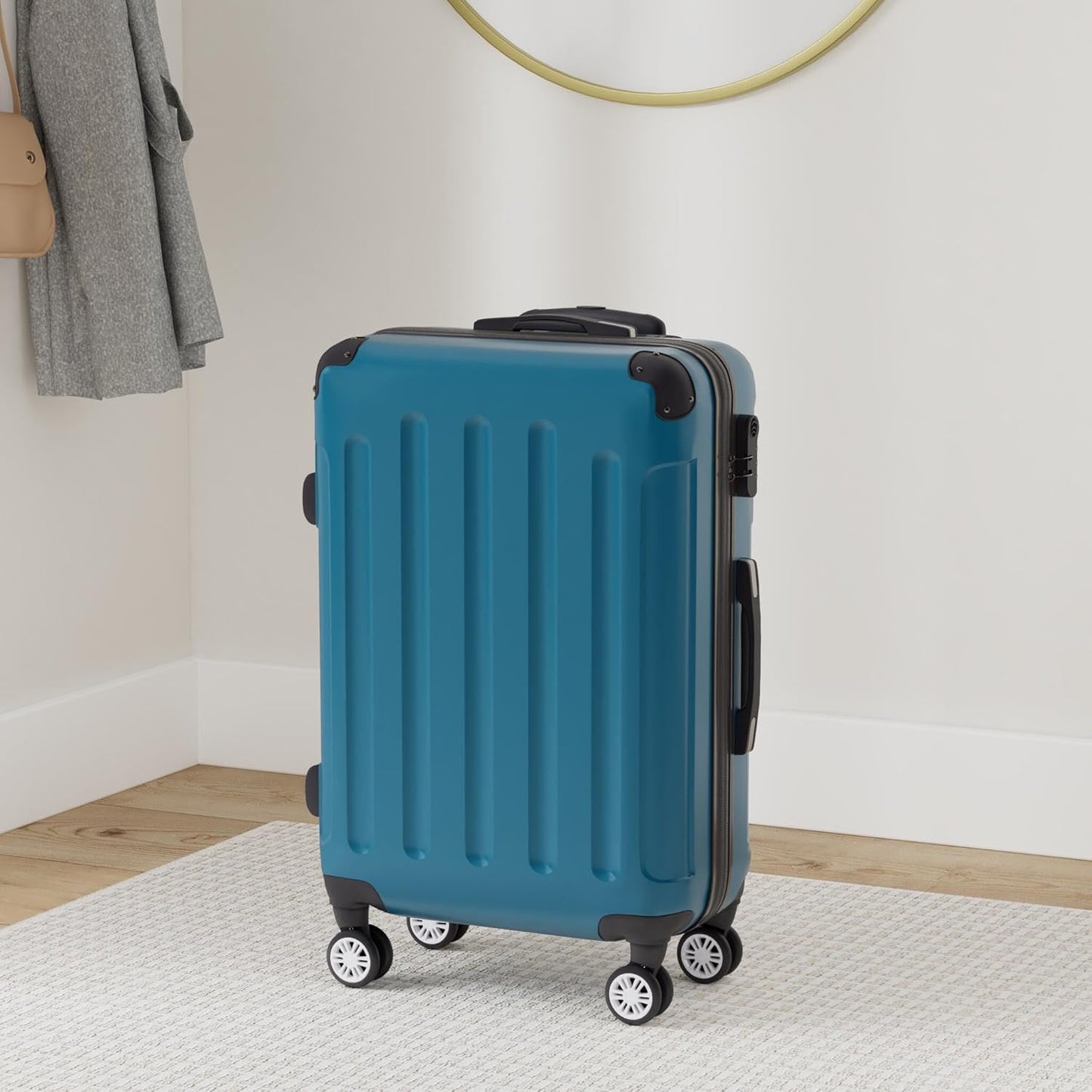 Hartschalen Trolley Rollkoffer mit 4 Rollen (70L), Pale Green L