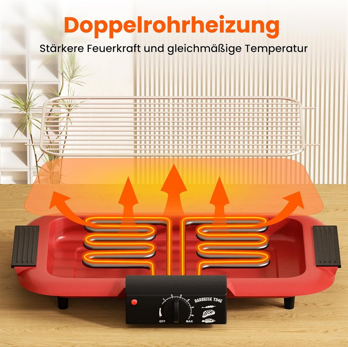 Elektrogrill Tischgrill, Klassisches Rot
