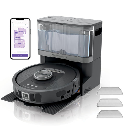 2-in-1 Saug- und Wischroboter RV2800YEEU mit 3D-Navigation, 2 Bürsten / Anti-Micro Pads – Ohne Auto-Entleerung Schwarz