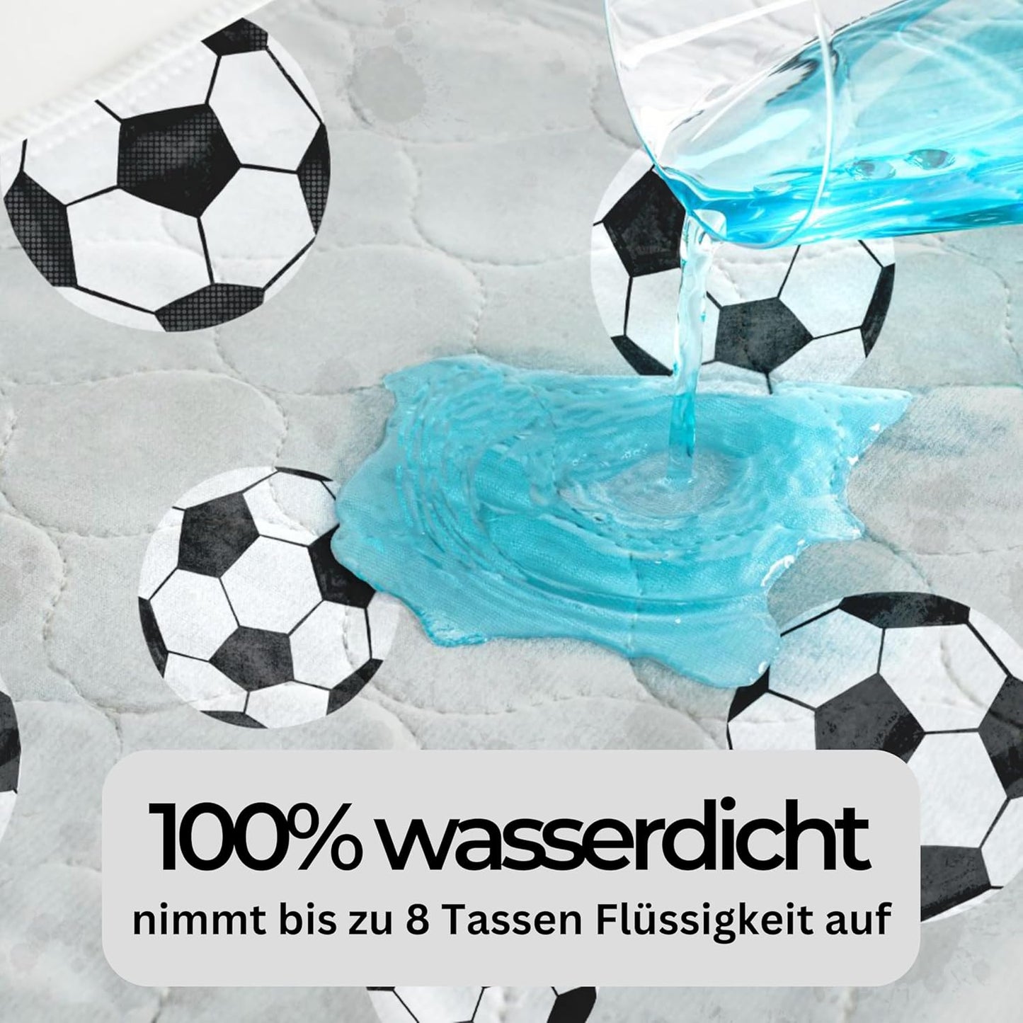 Wasserdichte Bettunterlage für Kinderbetten, Fussball - Klein (Bis 90cm Breite) 1er-Pack