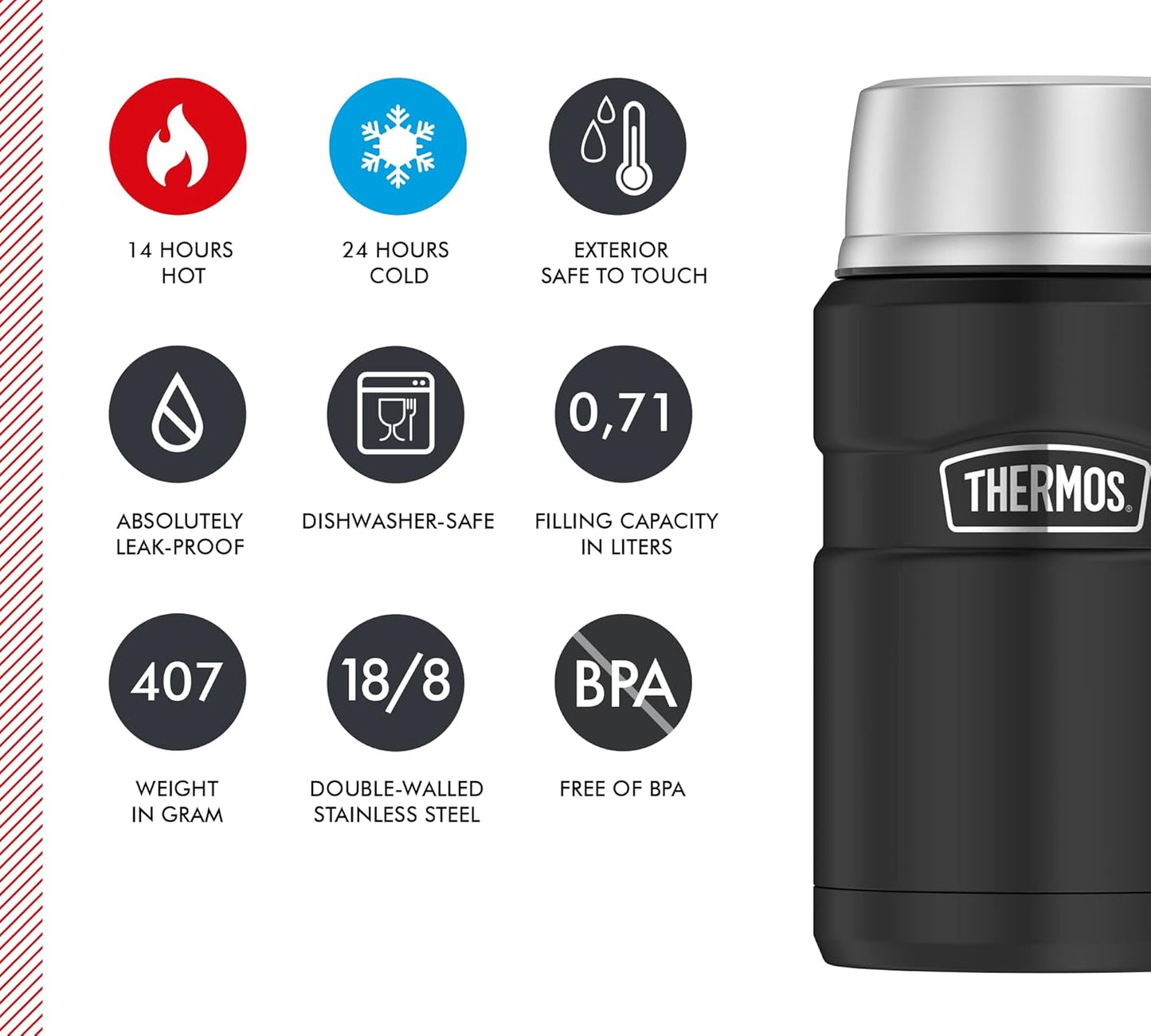 Thermobehälter King, 0,71 l, Charcoal Black Mat