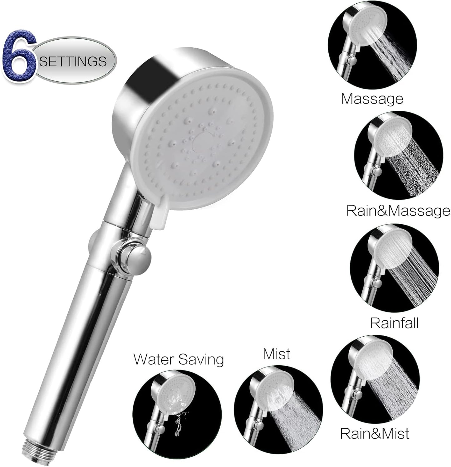 Duschkopf Handbrause mit 5 Funktionen und Stopp-Taste