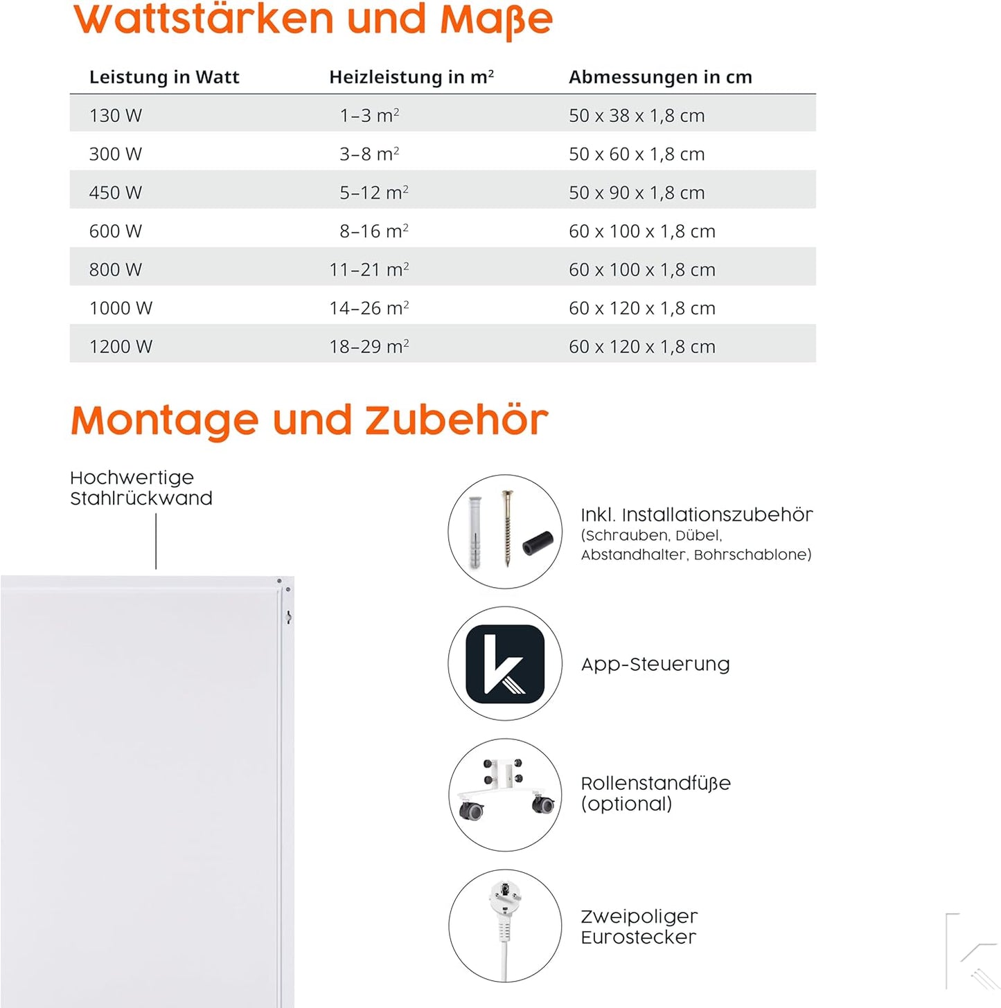 Infrarotheizung, 450 Watt – 120×30 cm Ohne Thermostat