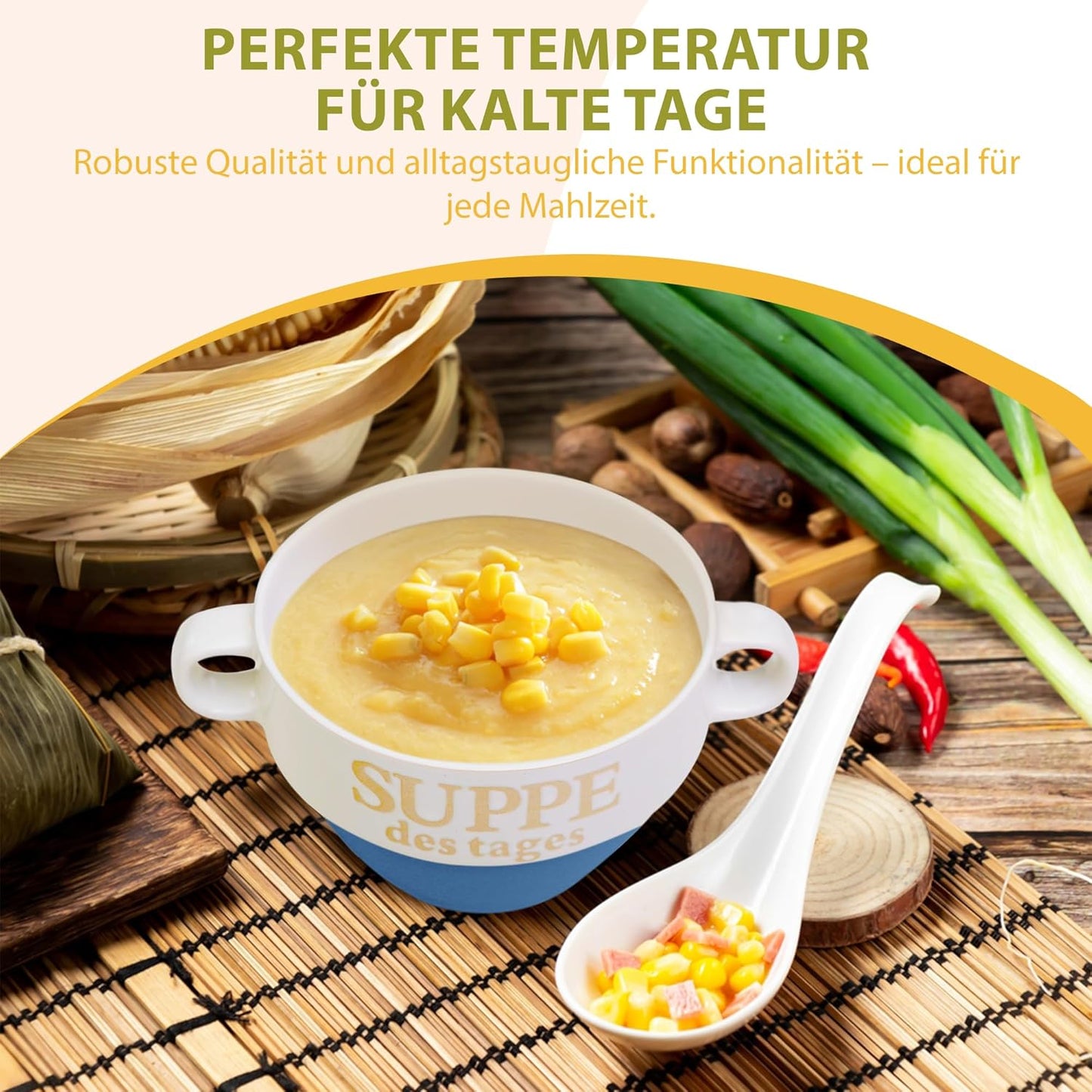 4-teiliges Suppenschalen-Set Suppe des Tages, 4 Stück Blau