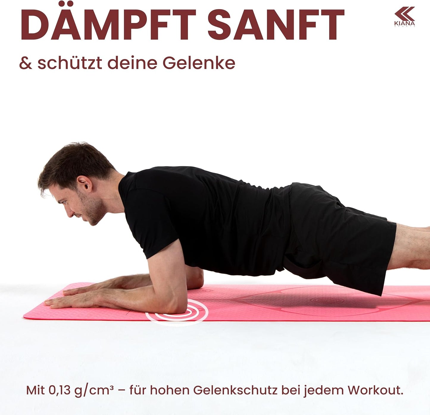 Rutschfeste Yoga- und Sportmatte 8 mm, 8 mm dick Rosa