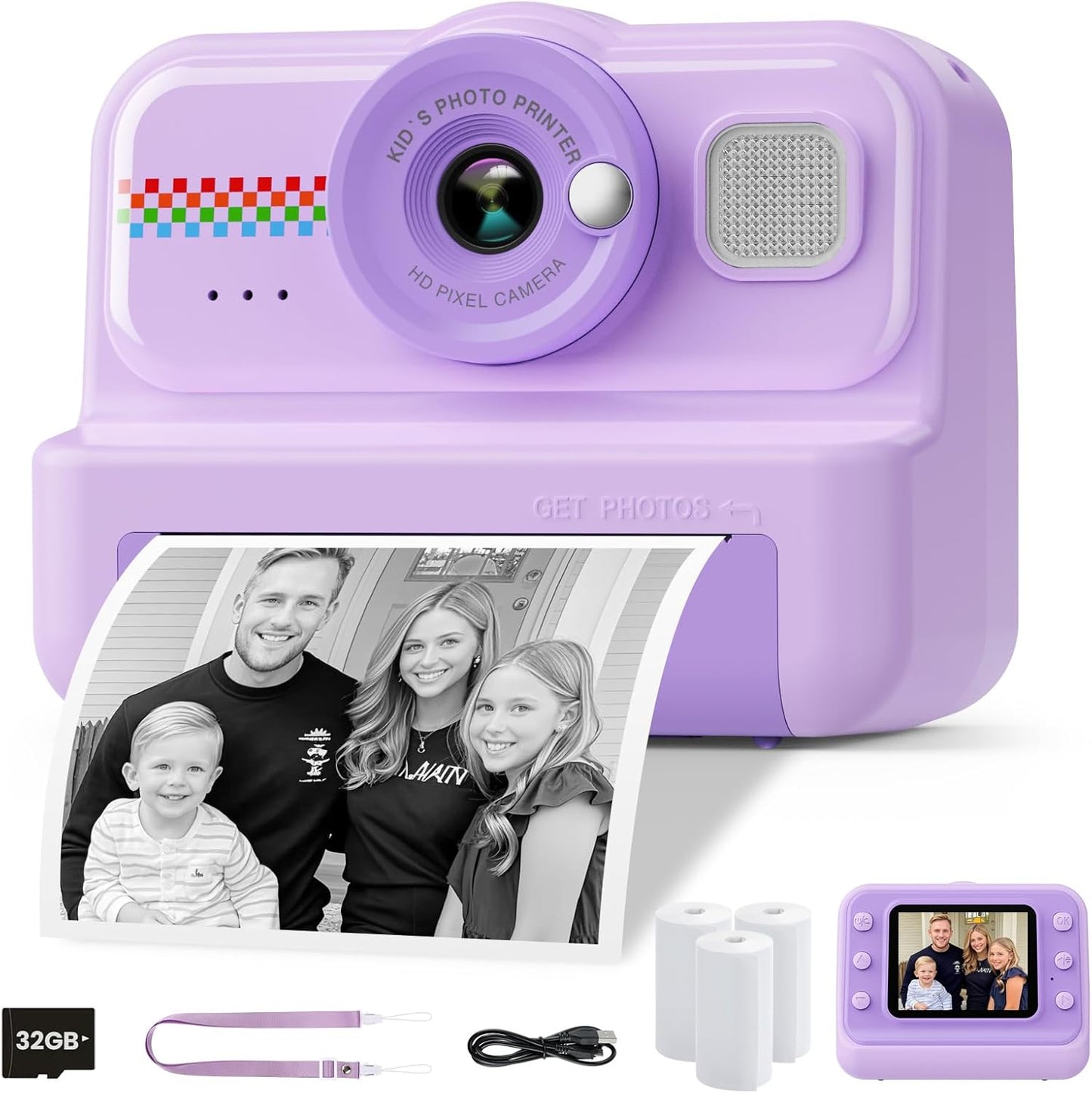Kinder-Sofortbildkamera mit Zubehör, Purple