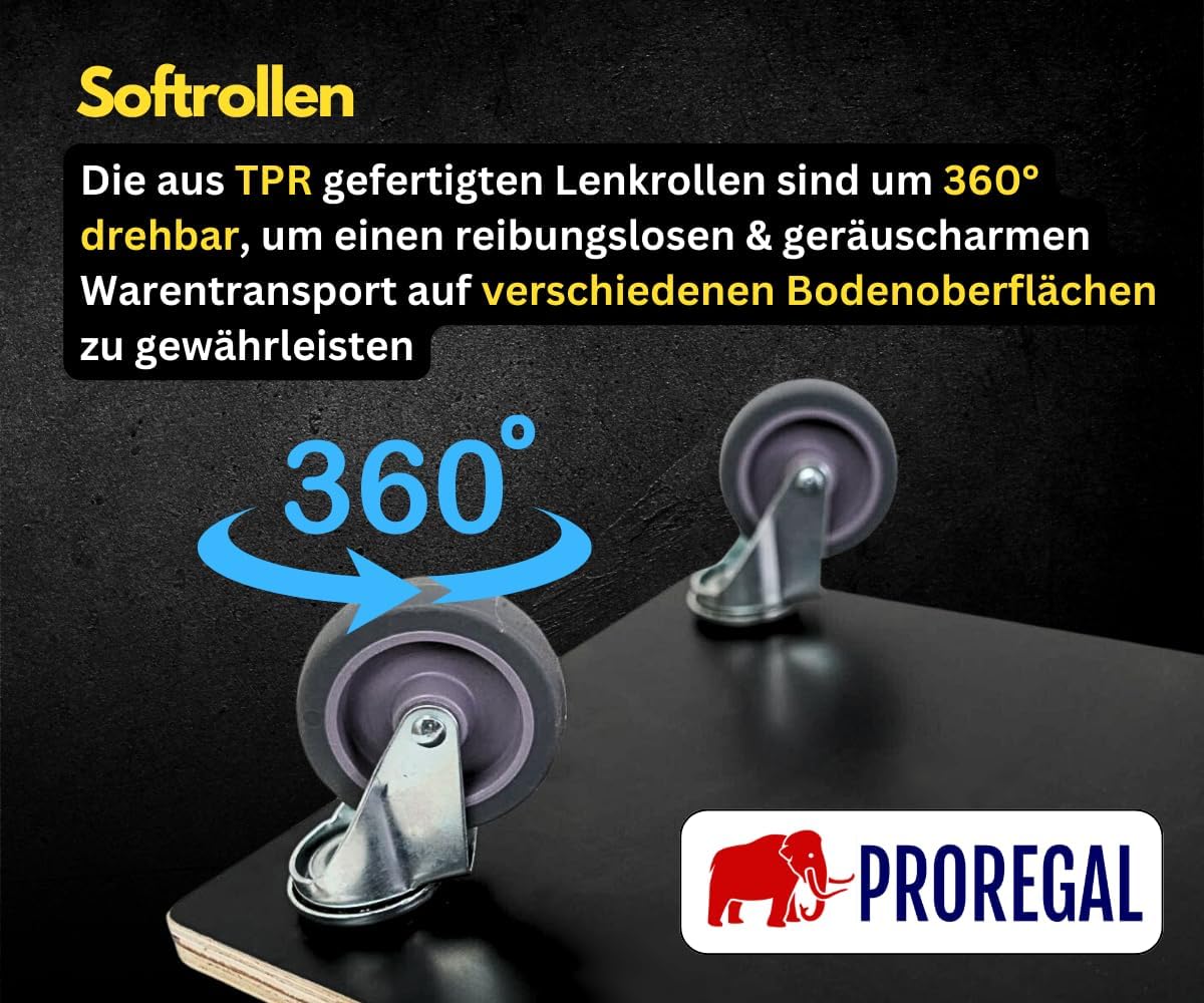 8-teiliges Profi Transportroller-Set Hercules, rutschfest, 8 Stück - 30x60cm Transportroller