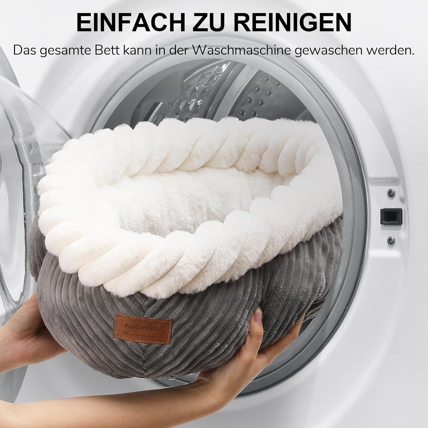 Waschbares Katzenbett mit erhöhtem Rand, rutschfest, L 55 x B 55 x H 21 cm Grau
