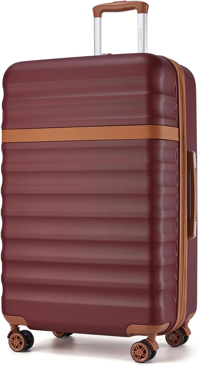 Grosser Reisekoffer Trolley mit TSA Schloss, Hartschale, XL(75cm) Rot/Braun