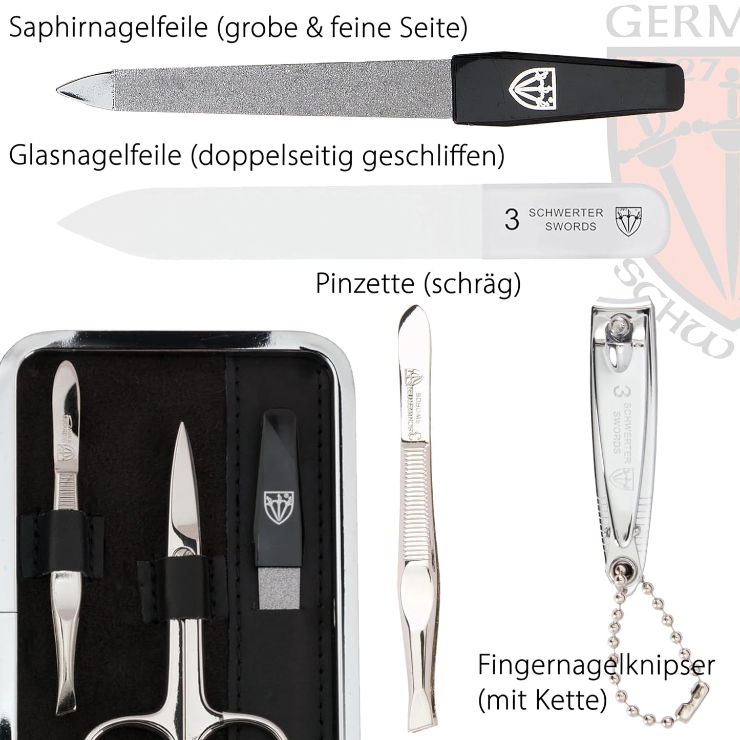 Maniküreset 'Genova', SCHWARZ / ECHT LEDER